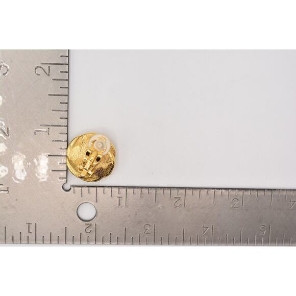 Givenchy Vintage Cabochon Clip On Earrings Gold Green Signed Runway 1980s BinAK - Picture 12 of 12